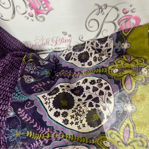 Wicked dress paisley print purple green blue white long maxi halter padded top - Picture 3 of 12